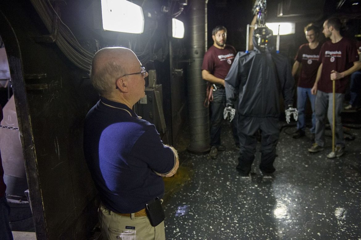 humanoid robot being tested in a laboratory