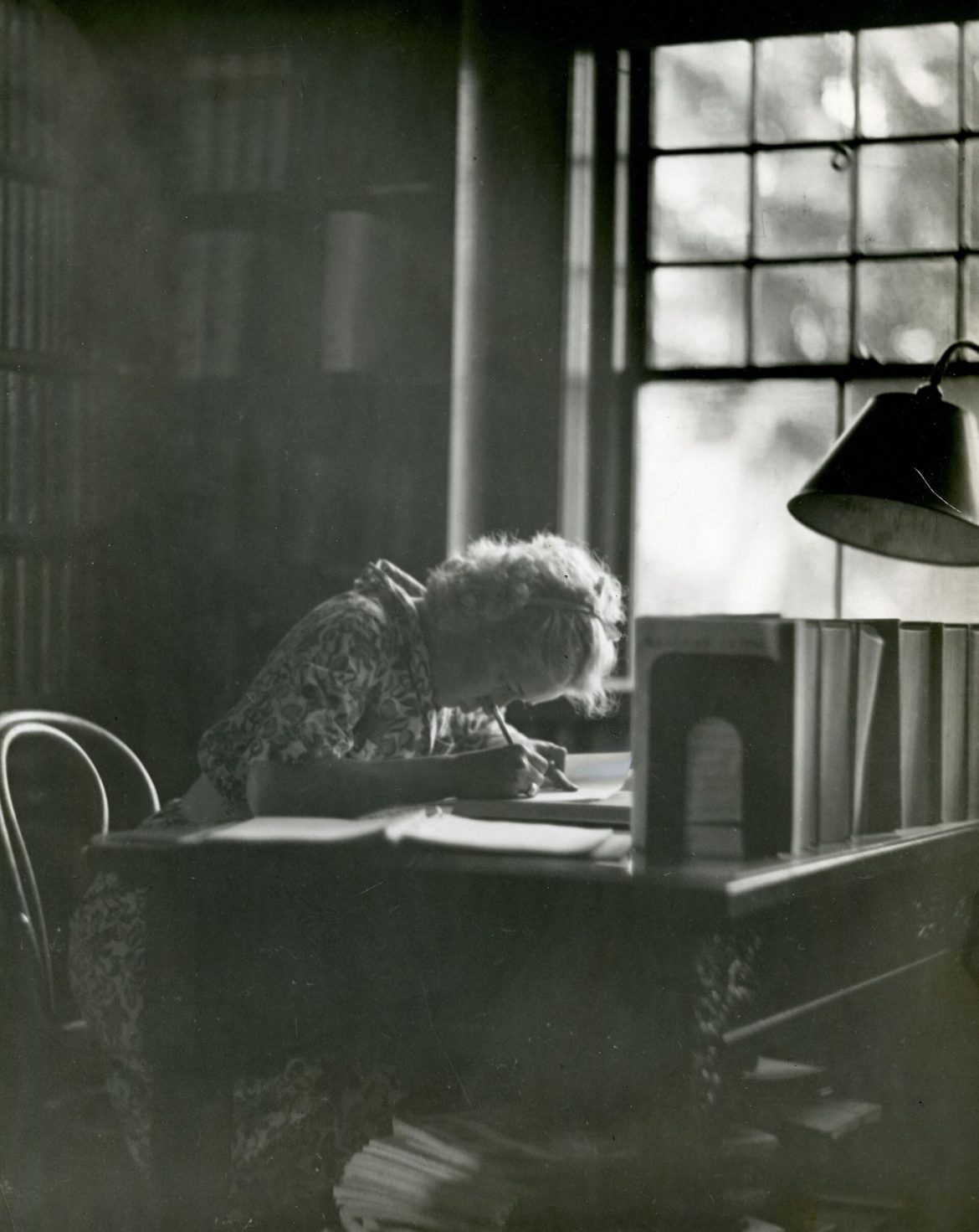 student reviewing flashcards at study desk