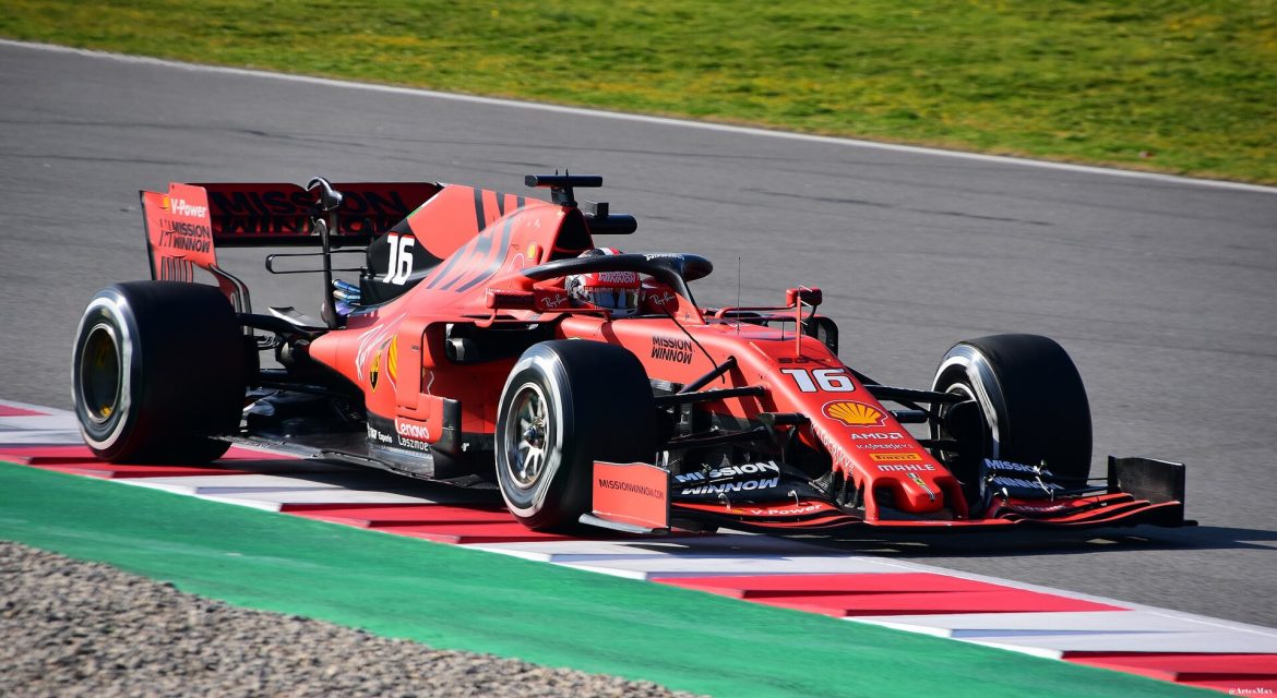 Leclerc Mexico practice – a Ferrari Formula 1 car on track