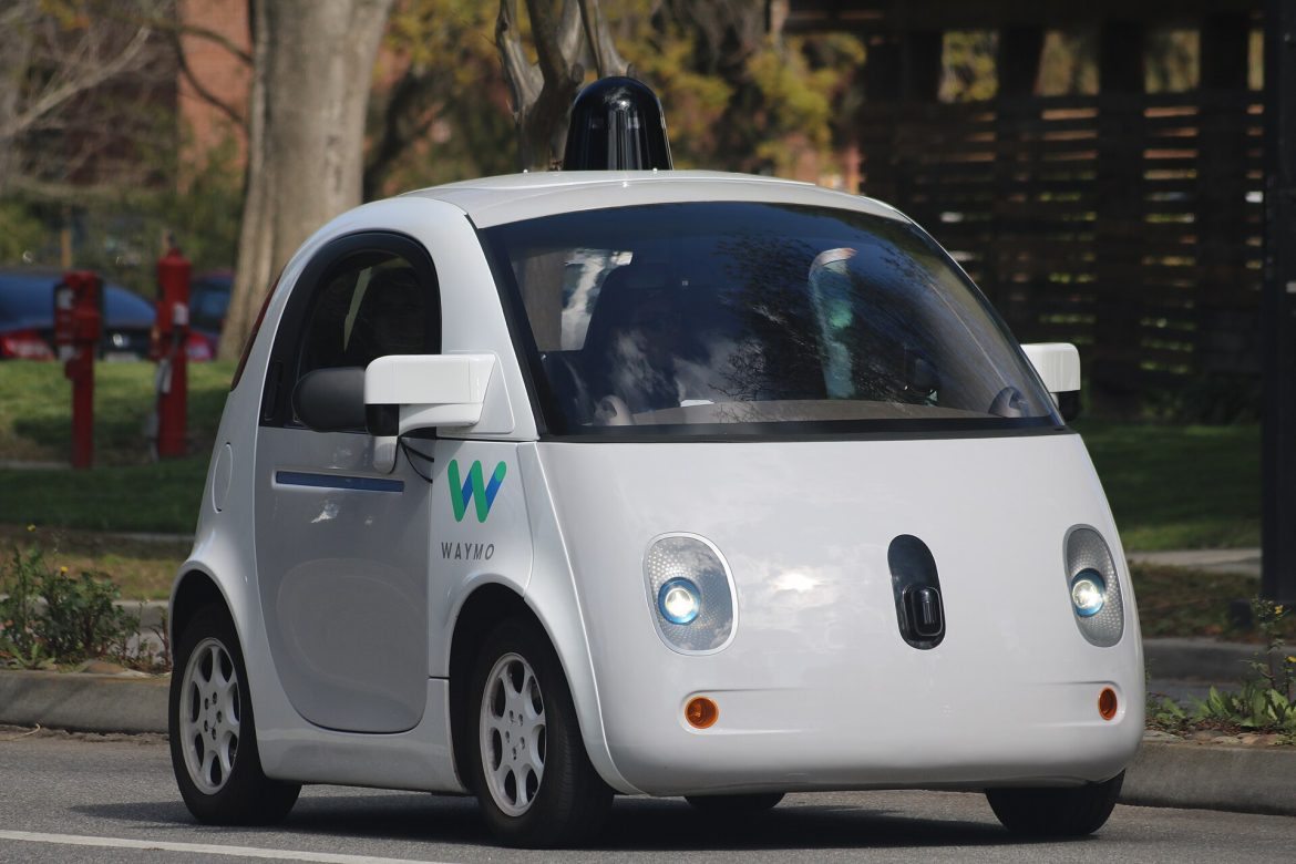 Waymo robotaxis – a self-driving car on a city street